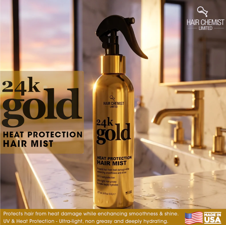 24k Gold Heat Protection Hair Mist 8 oz.