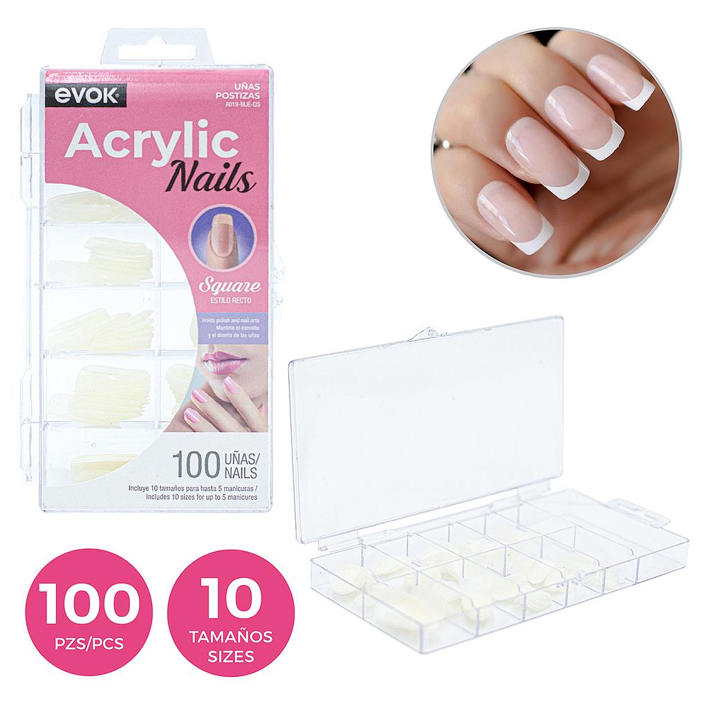 UÑAS POSTIZAS CUADRADAS 100PZA 