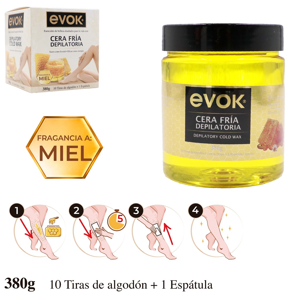 SET DE CERA FRIA DEPILATORIA 380 gr CON 10 TIRAS Y ESPATULA