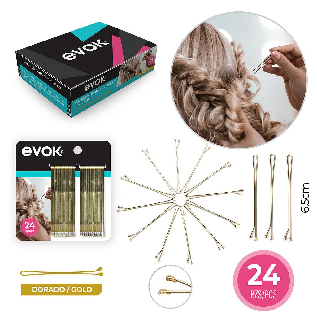 PINCHOS PARA EL CABELLO DORADO 6.5 CMM 24PCS 
