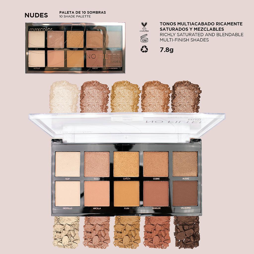 PALETA DE SOMBRAS NUDES 10 TONOS MAXCOLOR - CAJA DE 24 UNIDS