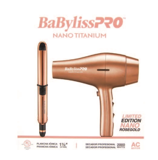BaBylissPRO® COMBO BLOWER  2000 PLANCHA OPTIMA 1 1/4 Nano Titanium™ ROSE