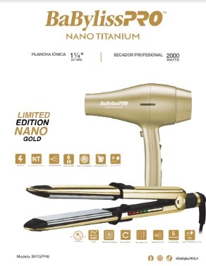 BaBylissPRO® COMBO BLOWER 2000 + PLANCHA OPTIMA 1 1/4 GOLD