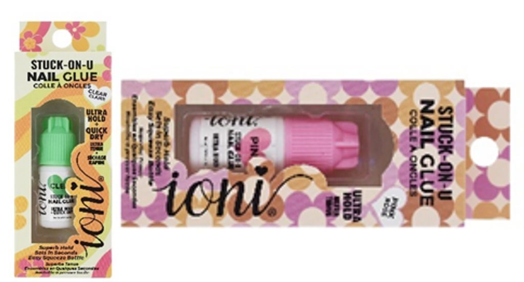 PEGAMENTO PARA UÑAS IONI "STUCK-ON-U" 36 unidades (18 transparentes + 18 rosas)