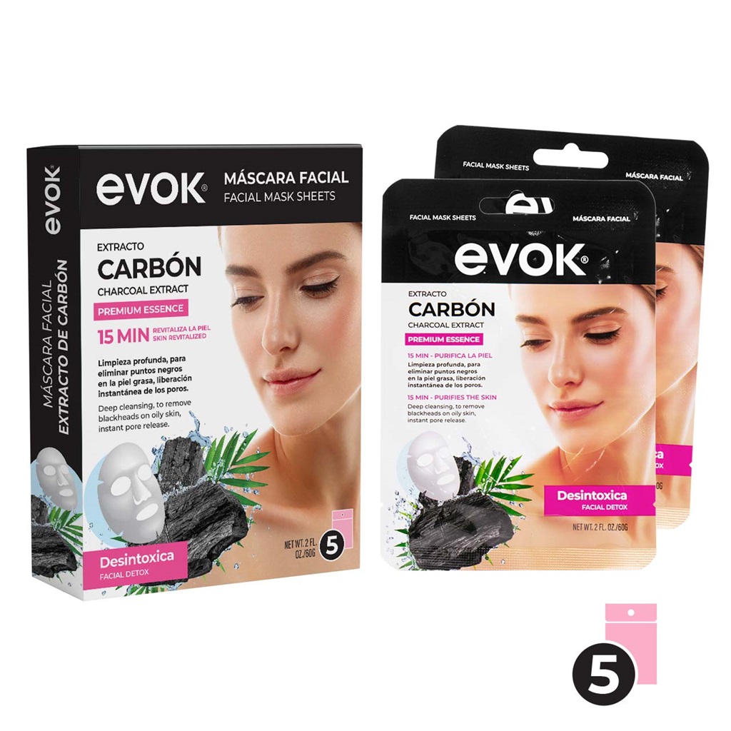 MASCARILLA FACIAL CARBON 5 UNIDADES