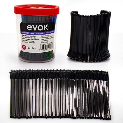 [HC-772BP] PINCHO P/CABELLO (CLIP) BLACK 72pza